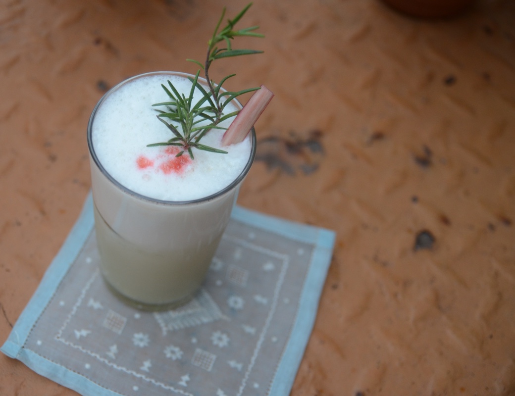 Rhubarb Rosemary Flip Cocktail